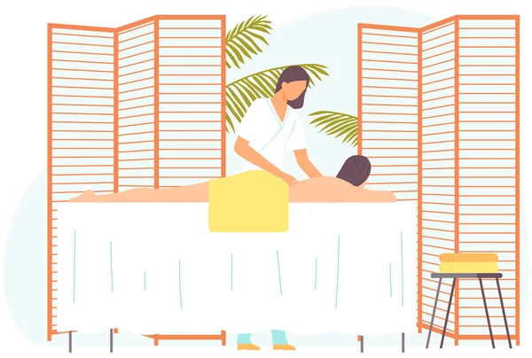 Mujer Haciendo Masajes Salón Spa Concepto Para Banner Diseño Web — Archivo Imágenes Vectoriales