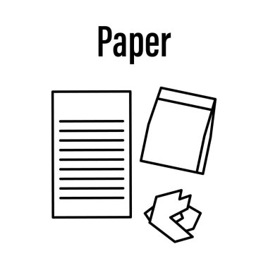 Kağıt atığı simgeyi doğrusal olarak sıralıyor. Beyaz arkaplanda izole edilmiş basit vektör illüstrasyonu.