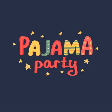 Kartpostal pijama partisi. Harf. Vektör çizim biçimi.