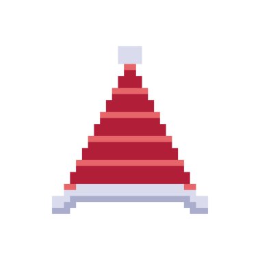 Piksel sanat tarzında elf şapkası. Beyaz arkaplanda izole edilmiş vektör illüstrasyonu.