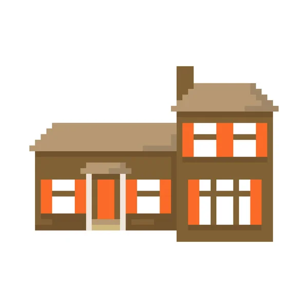 Pixel房子被白色背景隔离 游戏的图形 矢量说明 — 图库矢量图片