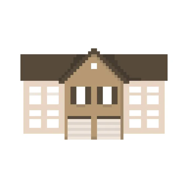 Pixel Casa Aislada Sobre Fondo Blanco Pueblo Gráficos Para Juegos — Vector de stock