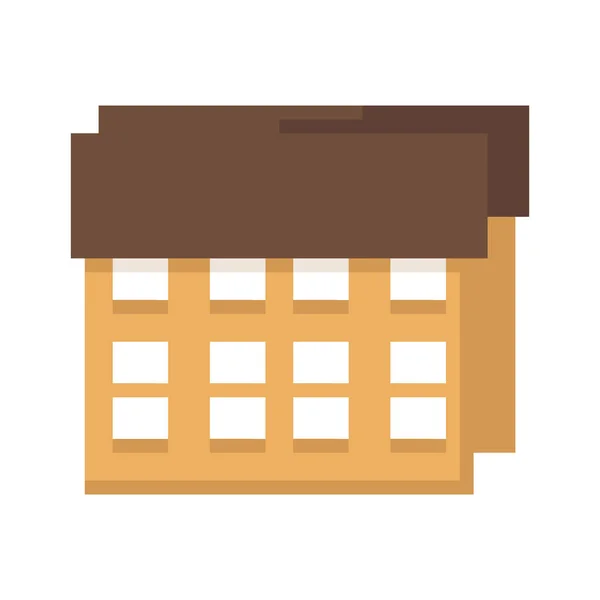 Casa Pixel Isolata Sfondo Bianco Villaggio Grafica Giochi Bit Illustrazione — Vettoriale Stock