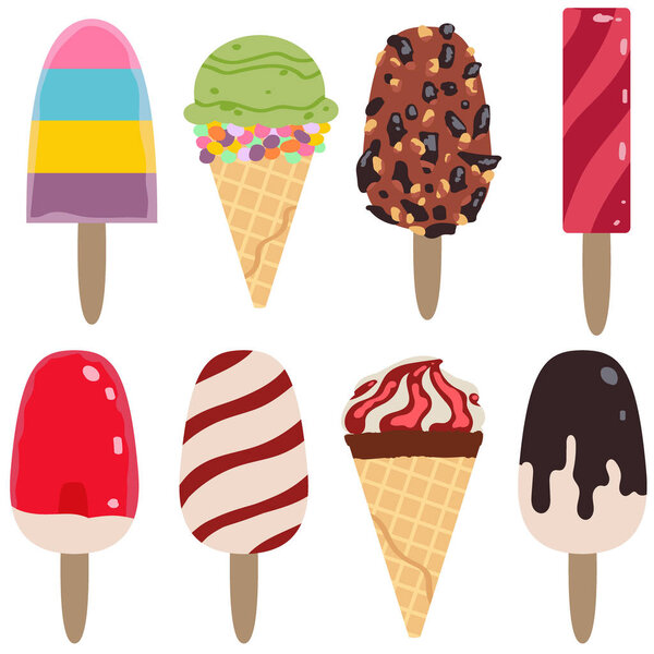 ice cream collection isolated on white background vector