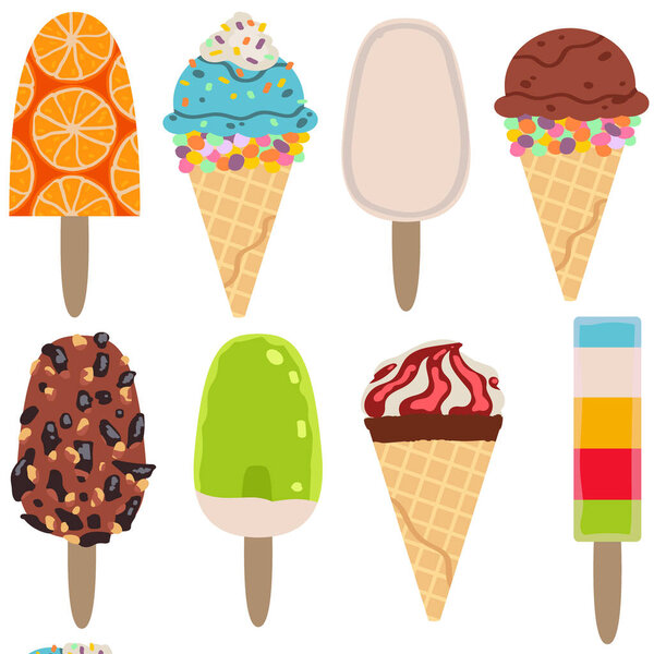 ice cream collection isolated on white background vector