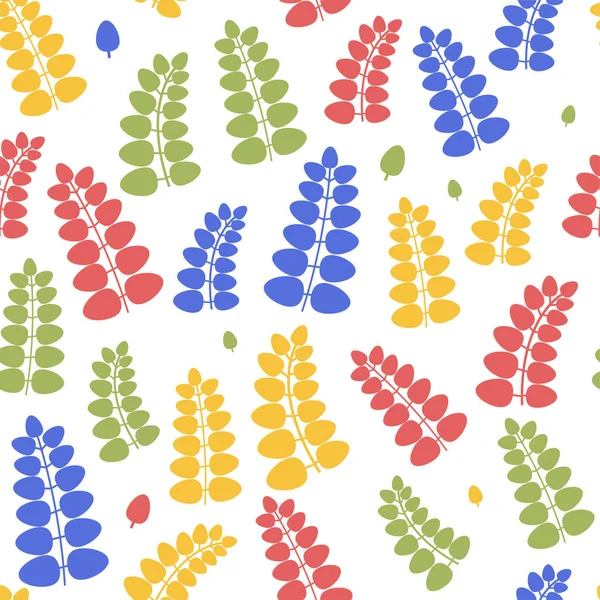 Seamless Pattern Colorful Branches Leaves Vector — Stock Vector