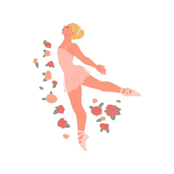 Красивая Балерина Изолированном Белом Фоне Векторная Иллюстрация Танцевального Балета Мультипликационном — стоковый вектор