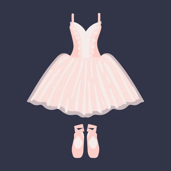 Φόρεμα Μπαλέτου Και Pointe Παπούτσια Σκούρο Φόντο Εικονογράφηση Διανύσματος — Διανυσματικό Αρχείο