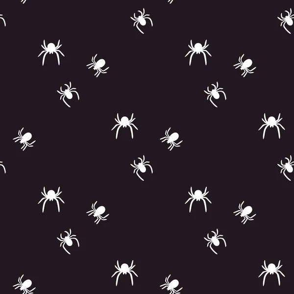 White spiders seamless pattern on dark background. Vector illustration. — Stock Illustration White Spiders Seamless Pattern Dark Background Vector Illustration Stock Illustration