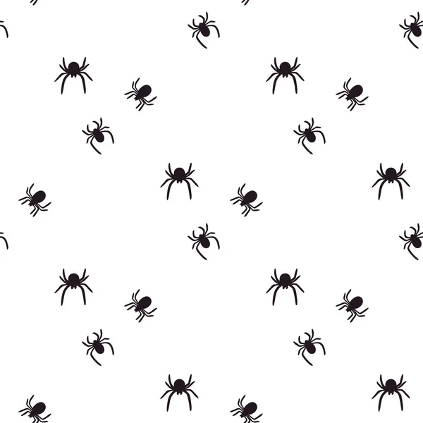 Dark spiders seamless pattern on white background. Vector illustration. — Stock Illustration Dark Spiders Seamless Pattern White Background Vector Illustration Stock Vector