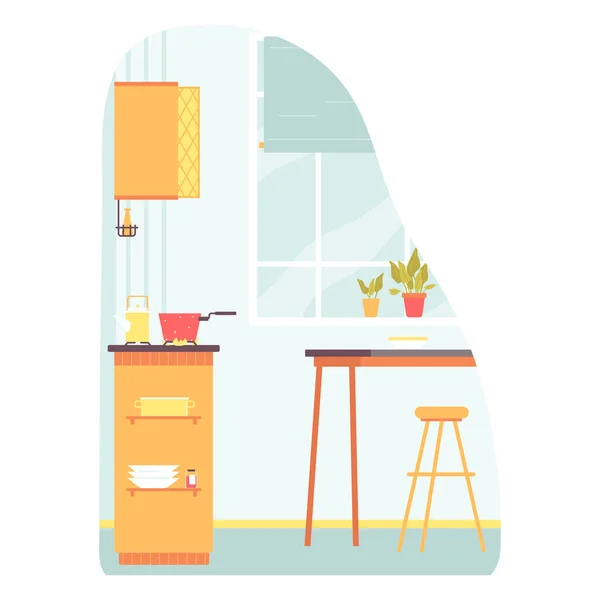 Gezellige keuken interieur. Trending meubels. Vector illustratie in platte stijl — Stockvector