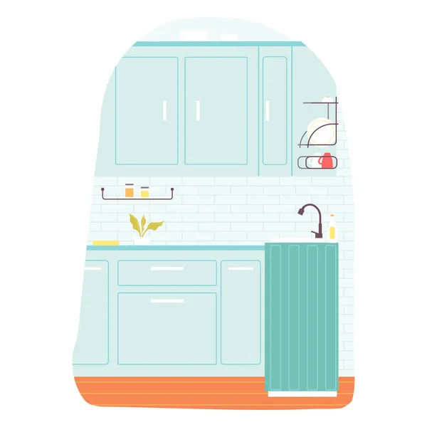 Gezellige keuken interieur. Trending meubels. Vector illustratie in platte stijl — Stockvector