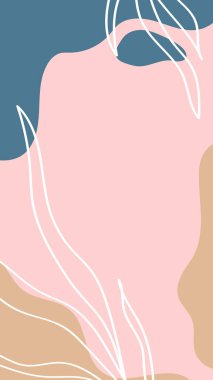 Soyut arkaplan. Elle çizilmiş çeşitli şekiller ve karalama nesneleri. Instagram hikayeleri için kullan. Çağdaş modern trend vektör çizimleri