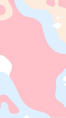 Dikey soyut arkaplan. Elle çizilmiş çeşitli şekiller ve karalama nesneleri. Instagram hikayeleri için kullan. Çağdaş modern trend vektör çizimleri. Yumuşak renkler