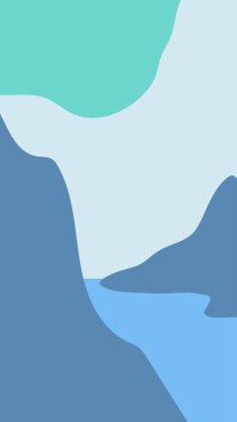 Düz soyut arkaplan. Düz dağ manzarası. Instagram hikayeleri için kullan. Çağdaş modern trend vektör çizimleri. Her arkaplan izole edilmiş