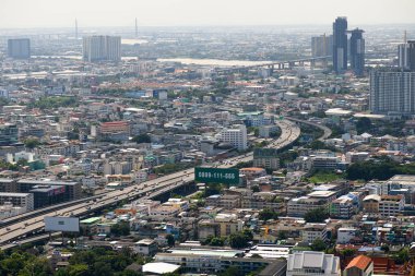 Bangkok, Tayland - 22 Ekim 2020: Bangkok 'un yüksek açılı manzarası