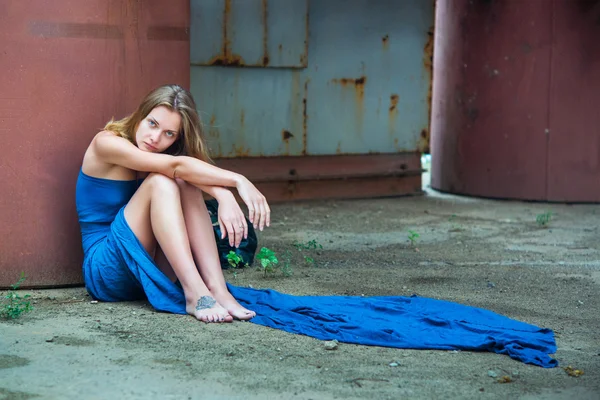 Girl in blue — Stock Photo, Image