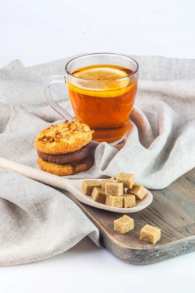 Breakfast with tea and biscuits — Stock Photo, Image