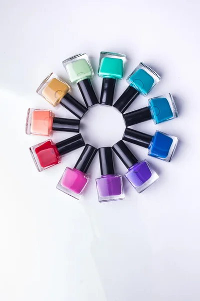 rainbow of nail polish