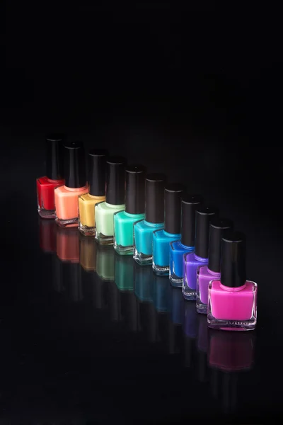 rainbow of nail polish