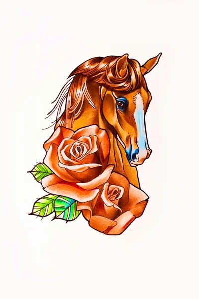 Cabeza de dibujo del caballo — Foto de Stock