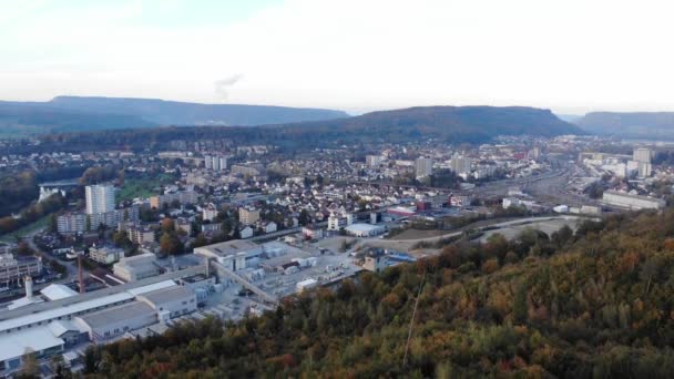 Luchtfoto Van Brugg Hoofdplaats Van Een Destricte Het Kanton Aargau — Stockvideo