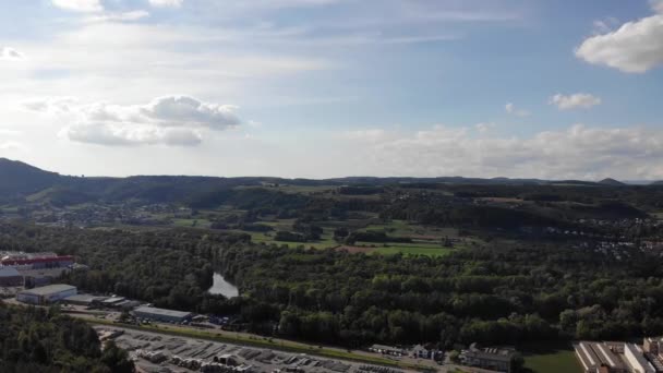 Obracający Się Widok Powietrza Brugg Zachód Kierunku Miejscowości Schinznach Bad — Wideo stockowe