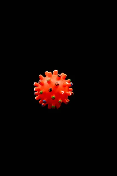 Coronavirus Aislado Maqueta Color Naranja Sobre Fondo Negro Juguete Aislado —  Fotos de Stock