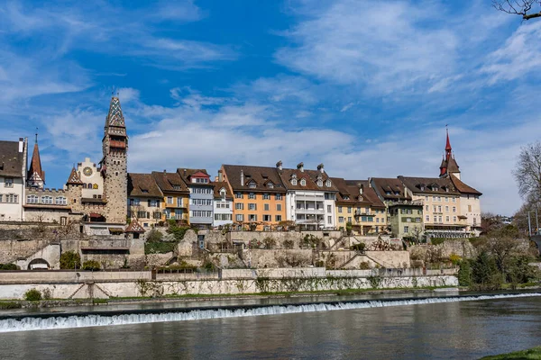 Cityscape Old Town Bremgarten Riverside Reuss Sunny Day Canton Aargau — Stock Photo, Image