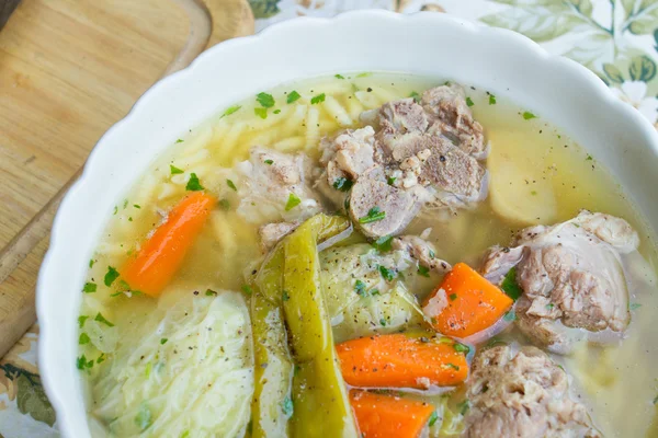 Suppe mit Schweinefleisch — Stockfoto