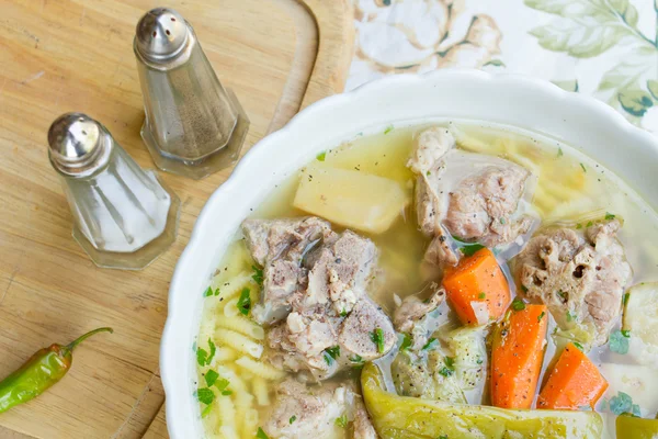 Sup dengan daging babi — Stok Foto