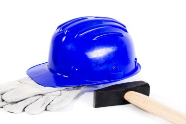 baret, eldiven ve çekiç