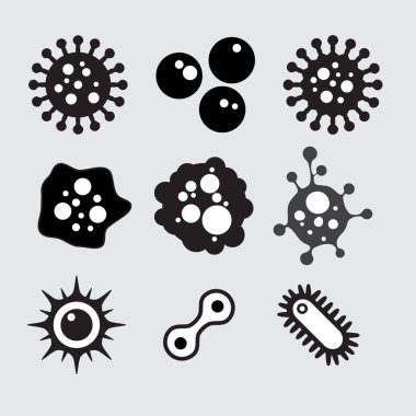 set of vector illustration bacteria, microbes, and viruses clipart