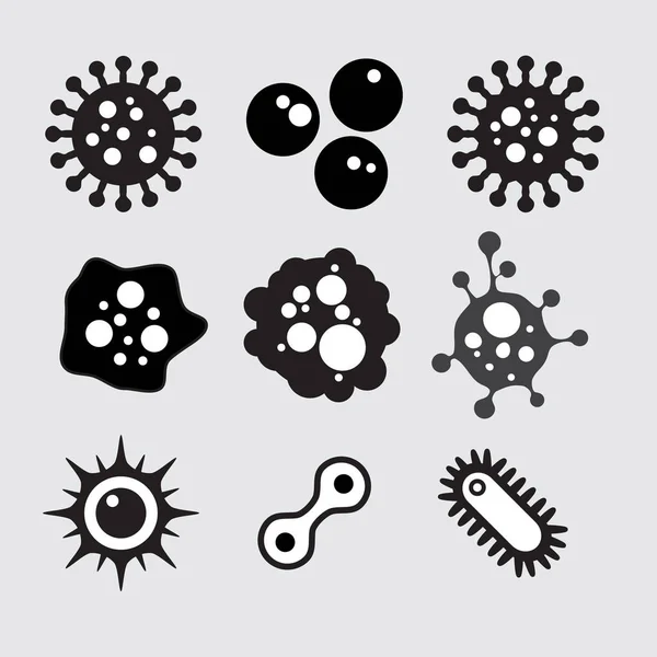 Reihe Von Vektorillustrationen Bakterien Mikroben Und Viren — Stockvektor