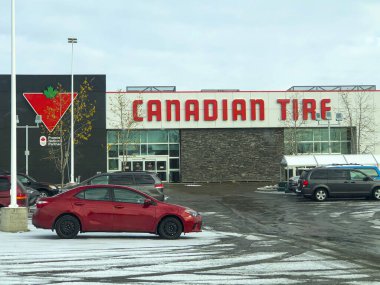 Calgary Alberta, Canada. Oct 17, 2020. Canadian Tire store during winter time. clipart