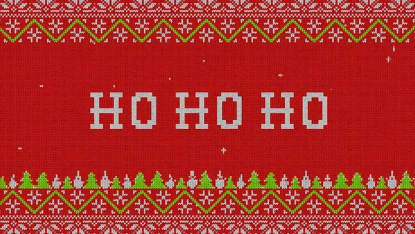 Ho ho ho text on a ugly sweater style. Concept: Happy holidays, Christmas season.