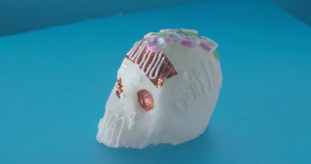 Day Dead Edible Decorative Skulls Made Usually Hand Either Sugar — Stock Video