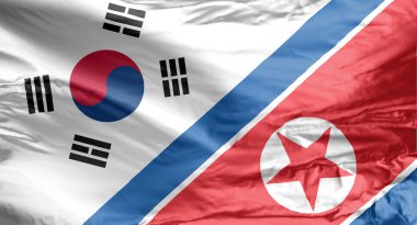 Güney Kore ve Kuzey Kore bayrağı. Güney Kore ve Kuzey Kore bayrağı