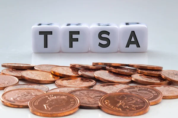 Tfsa Letters White Blocks Coins Clear Background — Stock Photo, Image