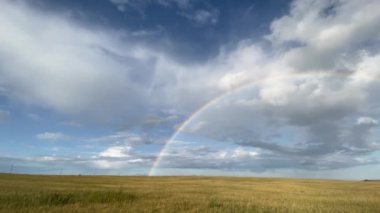 Kanada Alberta 'da bulutlu bir günde, Calgary' nin kuzeybatı çeyreğinde Kanada 'nın Burun Tepeleri' nde bir doğal park..