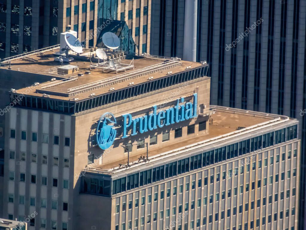Chicago, Illinois, USA. Oct 17, 2025. The Prudential logo proudly tops a high-rise building, symbolizing corporate finance, stability, and a strong urban presence.