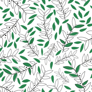 Siyah yapraklı beyaz ve yeşil yapraklı arkaplan dizaynı.