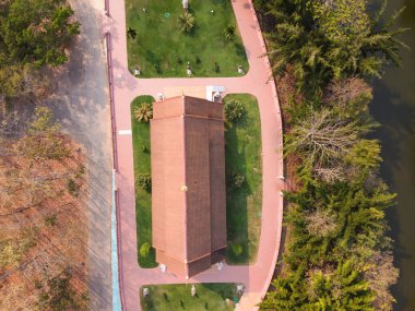 Nan, Tayland, Şubat 2020: Wat Pa Kho Wang Tapınağı hava manzaralı.