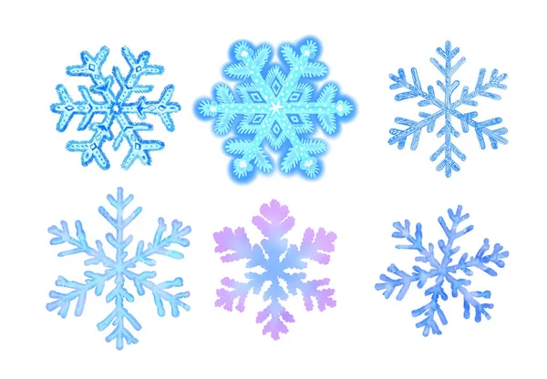 Hand Drawn Snowfalkes Collection Isolated — Stock Photo, Image