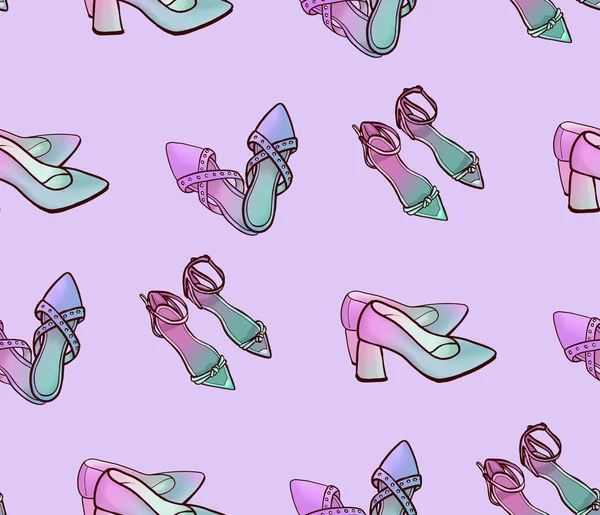 Seamless pattern of fashion shoes for a lady. — Stock Photo, Image