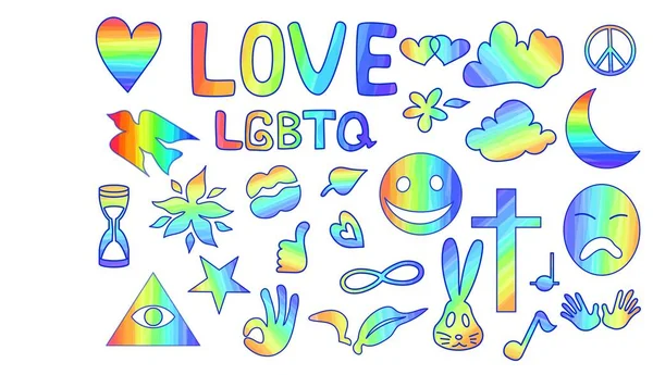 LGBTQ矢量集。彩虹般的爱情象征. — 图库矢量图片