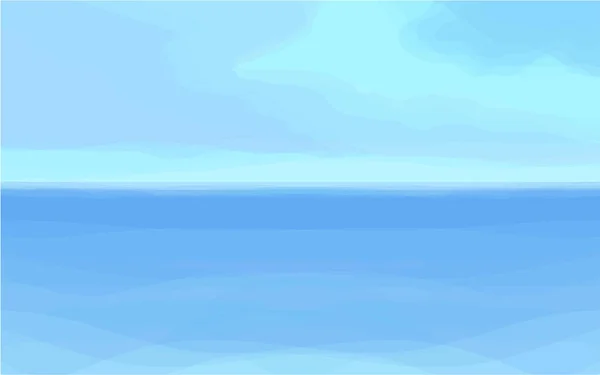 Watercolor effect vector style. Blue sea under sky — Stock Vector