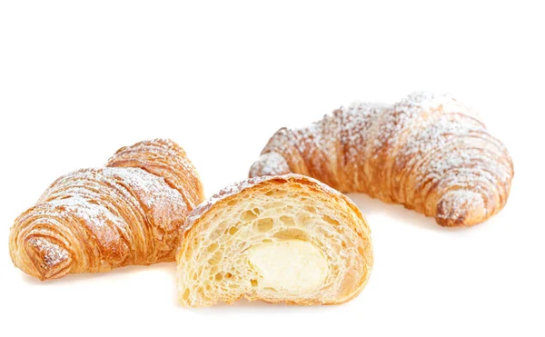 Croissant wypełnione Cream izolowane 3 Kawałki — Zdjęcie stockowe