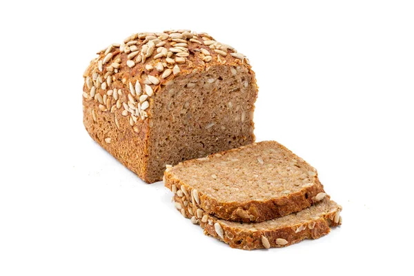 Brood met brood plakjes veganistisch geïsoleerde witte achtergrond — Stockfoto