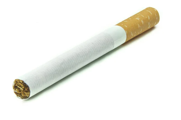 Estúdio Tiro Único Cigarro Com Fundo Branco — Fotografia de Stock